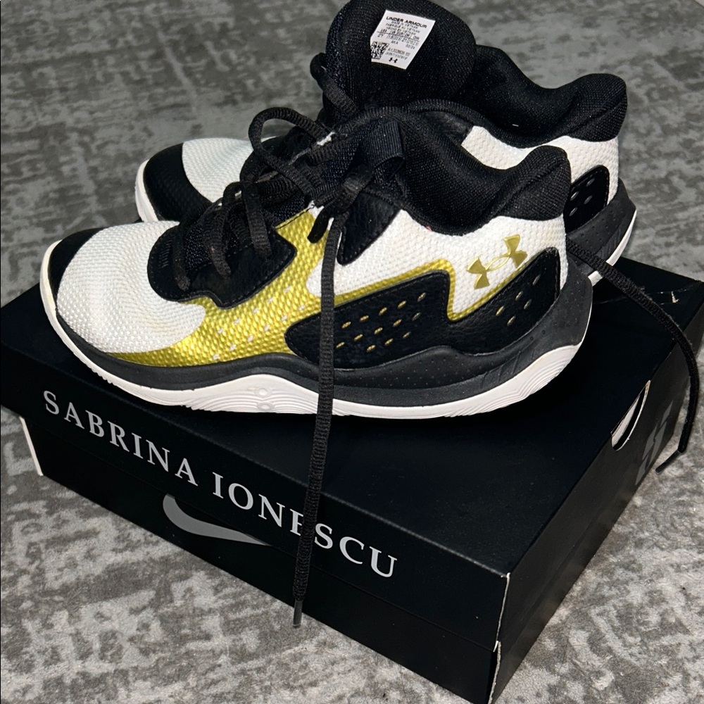 Under Armour Kids' White and Yellow Sneakers